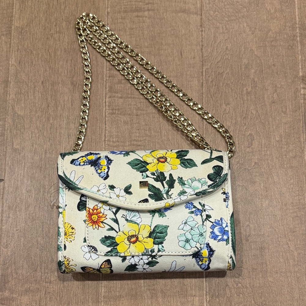 Talbots Floral Crossbody Bag with Gold Chain